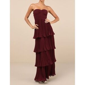 NWT Lulus Seriously Sensational Plum Purple Strapless Tiered Maxi Dress Medium